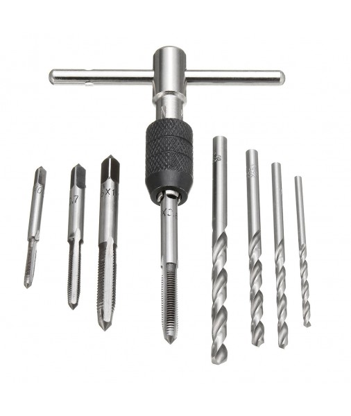 19%Drillpro T Handle Screw Tap Wrench with M3-M6 Taps and DrillsTool