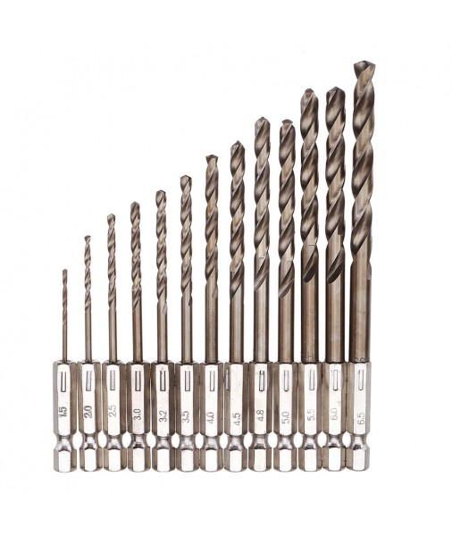 Drillpro 13pcs 1.5-6.5mm M35 Cobalt Drill Bit HSS-Co Twist Drill Bit Set